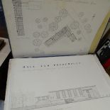 A folder of various mid-century architectural building plans By D L Stephens