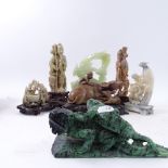 WITHDRAWN - A collection of various Oriental soapstone and jadeite carvings, including water buffalo