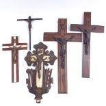 A group of 5 various crucifix, largest length 40cm (5)
