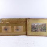Ernest R Harington Watercolour coastal view & 2 others by a different hand