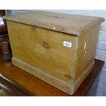 A small Antique polished pine box, W48cm