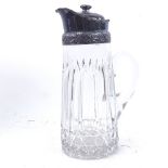 A 20th century moulded glass water jug with plated mounts
