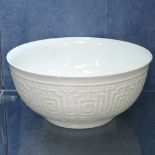 ROYAL COPENHAGEN - a Mid-Century Danish white porcelain Blanc-de-Chine bowl, underglaze Oriental