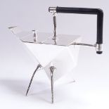 A modern Art Deco style silver plated teapot, in the style of Christopher Dresser, height 19cm