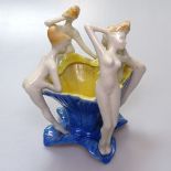 A 1950s West German pot surrounded by 4 nude young ladies, height 15.5cm