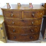 A 19th century mahogany bow-front 5-drawer chest, W105cm