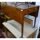 A Victorian mahogany Pembroke table with double-end frieze drawer, on tapered legs, W106cm