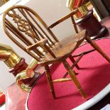 Doll's Windsor wheel-back chair, doll's Limoges porcelain and brass table and chairs, puzzle box etc