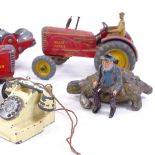 A collection of Vintage Dinky Toys farmyard vehicles, lead tortoise etc