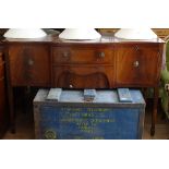 A reproduction crossbanded mahogany serpentine-front sideboard, W140cm