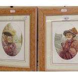 Ugo Baracco (b. 1949), pair of coloured etchings, Venice Carnival scenes, signed in pencil, 16cm x