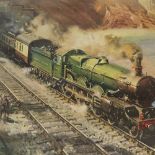 Terence Cuneo, pair of coloured prints, steam locomotives, framed (2)