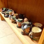 A shelf of Royal Doulton character jugs