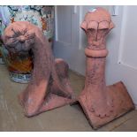 2 terracotta roof finials