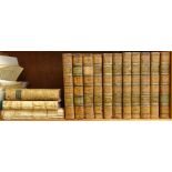 Various History of England leather-bound books, including 5 volumes by Smollett, and 6 volumes by