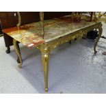 A rectangular onyx-top coffee table on a gilt-metal base, W115cm