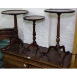 3 reproduction mahogany wine tables on tripod legs