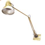 A Vintage Herbert Terry mottled cream painted and gilded anglepoise desk lamp, extended height 90cm