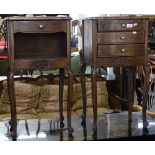 A pair of French oak bedside chests, on cabriole legs, W42cm