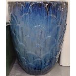 A blue glazed terracotta garden pot, H56cm