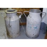 2 galvanised milk churns