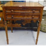 A Regency mahogany and rosewood crossbanded centre standing side table, with 2 frieze drawers,