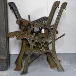 3 pairs of wrought-iron garden bench ends