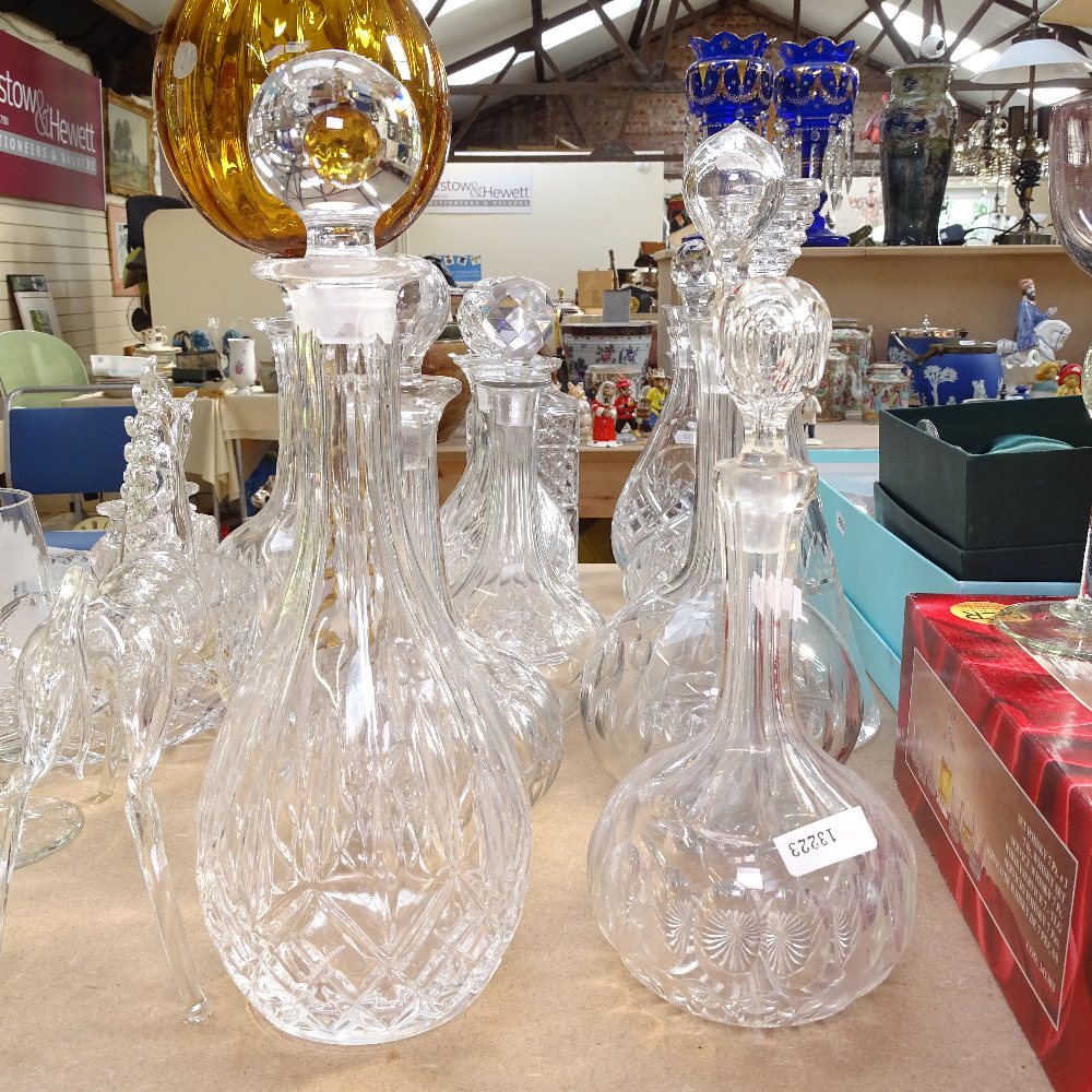 Amber glass vase, 42cm, crystal decanters and stoppers, and other glassware - Image 3 of 3
