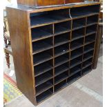 An Antique mahogany 30-section open filing cabinet, W99cm, H94cm