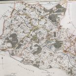 A coloured map of the Hundreds of Cale Hill and Chart and Longbridge, and a Georgian wall mirror (2)