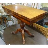 A painted Victorian oval loo table, and a 19th century mahogany fold over tea table