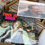 Various vinyl LPs and records, including funk, soul, and 50s and 60s male vocal (2 boxes)