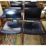 A set of 4 Allermuir mid-century style dining chairs, with leather upholstered seats, 2008, with