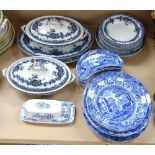 Edwardian dinner service, including tureens, a butter dish, and Spode Italian pattern plates and