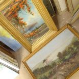 Various oils on canvas, artists include L C Roman (4)