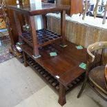 A rectangular hardwood coffee table with lattice weave under tier, on splayed leg base, and matching