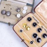 WITHDRAWN - A pair of 9ct gold studs, a part set of pearl set and silver-bound studs etc