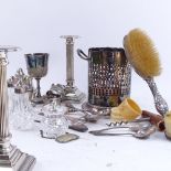 WITHDRAWN - An Art Nouveau silver-backed embossed dressing table brush, plated wine bottle stand, a