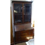 A George III mahogany bureau bookcase, W108cm, H228cm