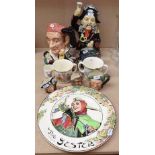 Royal Doulton character jugs and Dickens figures, Bunnykins mugs etc