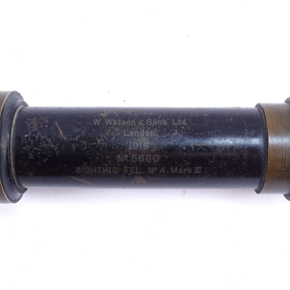 A First War Period W Watson & Sons Ltd sighting telescope, No. 4 Mark III, dated 1916, no. 5660, - Image 2 of 2