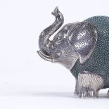 A small Lotus Arts de Vivre of Thailand, galuchat stingray leather and sterling silver elephant