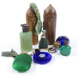 A group of various decorative perfume bottles