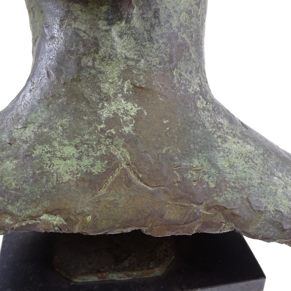 A verdigris patinated bronze bust of Dorothy Dickson (1893 - 1995), signed with a Greek lambda - Image 3 of 3