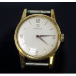 OMEGA - a lady's Vintage gold plated mechanical wristwatch head, ref. 2950-1, champagne dial with