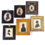 A group of 19th century hand painted silhouettes in original frames (6)