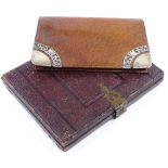 A small silver-mounted leather wallet, length 11cm, a Victorian photograph case, and pair of Chinese