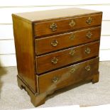George III mahogany chest of 4 long drawers of small size, width 76cm, height 79cm One side has an