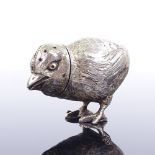 A George V novelty silver-gilt figural chick pepperette, by William Hornby, hallmarks London 1911,