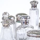 Group of silver topped dressing table jars and scent bottles (7) Lot sold as seen unless specific